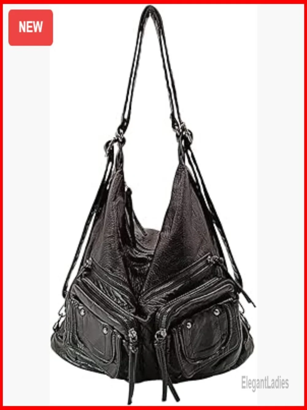 Large PU Leather Hobo Bag Convertible Backpack Tote Crossbody